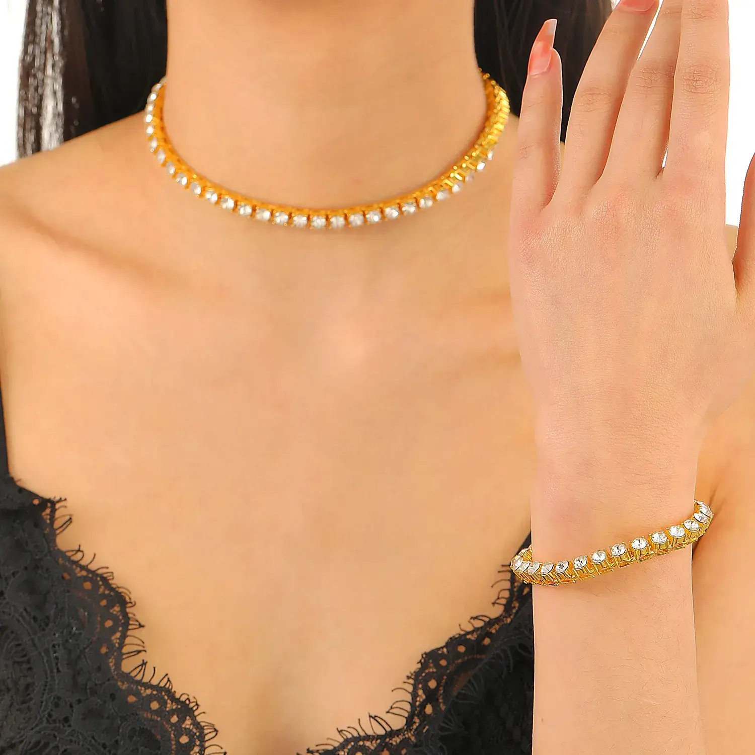 Gold Zircon Clavicle Chain Necklace for Women - Image 7