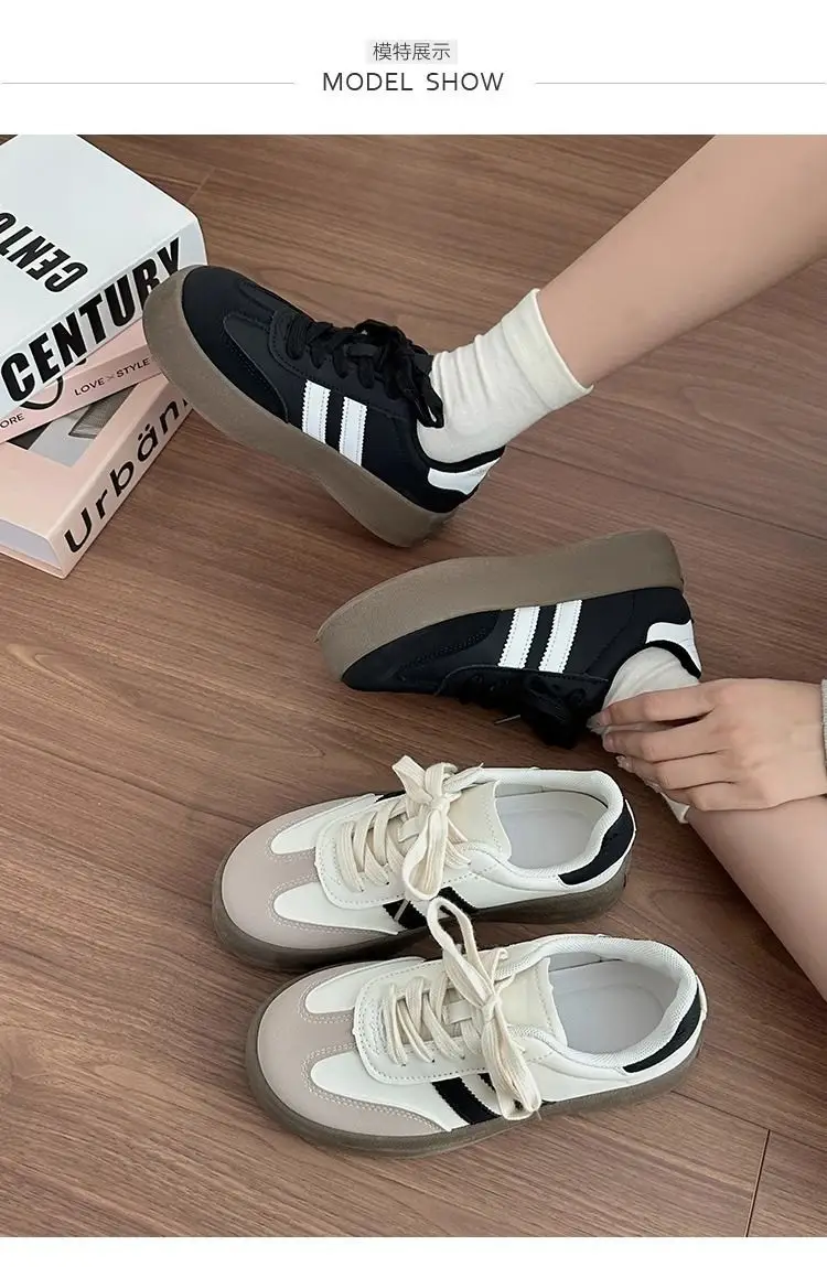Desun Women's Shoes 2025 Spring and Autumn New Thick Sole Retro White Shoes Casual Forrest Gump Shoes All-match Sports Sneakers — feature 3