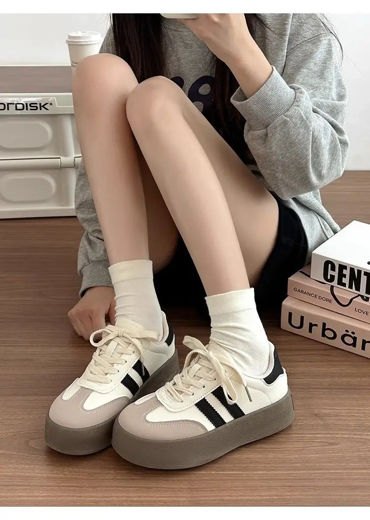 Desun Women's Shoes 2025 Spring and Autumn New Thick Sole Retro White Shoes Casual Forrest Gump Shoes All-match Sports Sneakers — feature 5