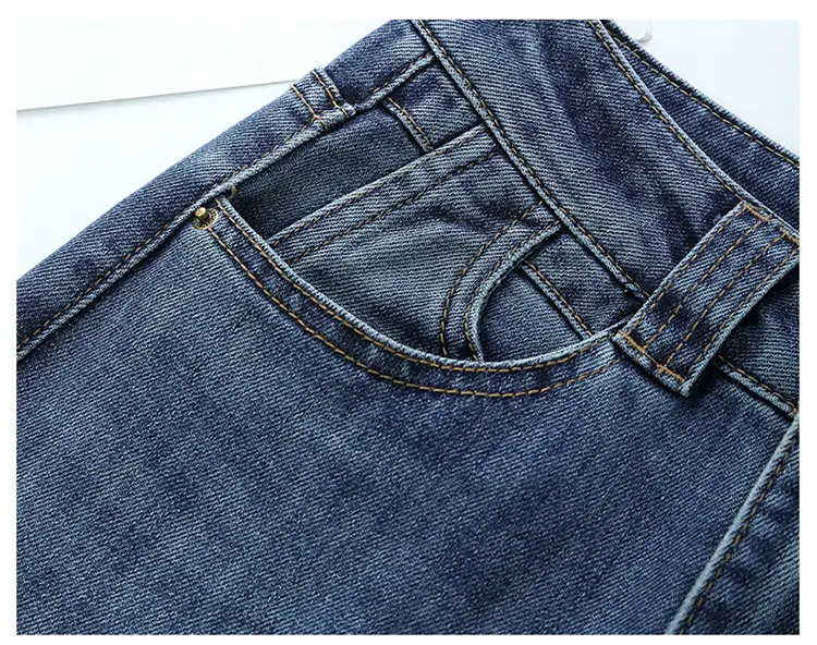 Dark Blue High Waist Loose Fit Jeans Women Spring — feature 17