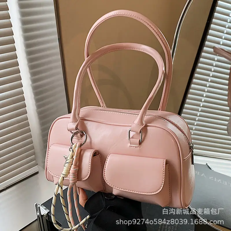 Black Korean Style Double-Pocket Shoulder Bag - Image 10