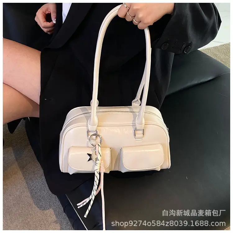 Black Korean Style Double-Pocket Shoulder Bag — feature 15