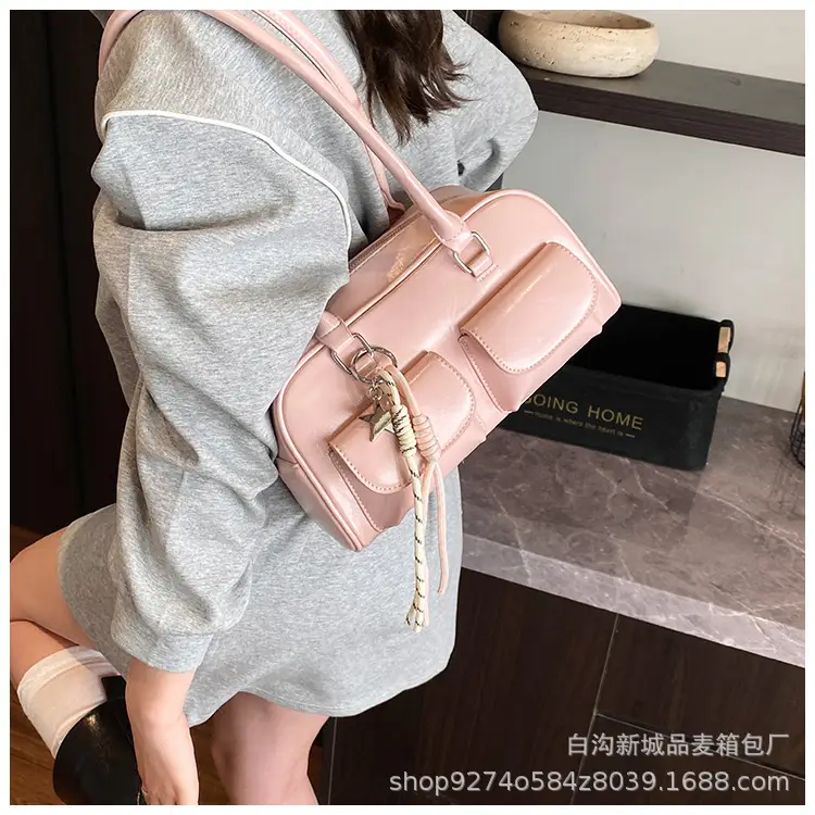 Black Korean Style Double-Pocket Shoulder Bag — feature 19