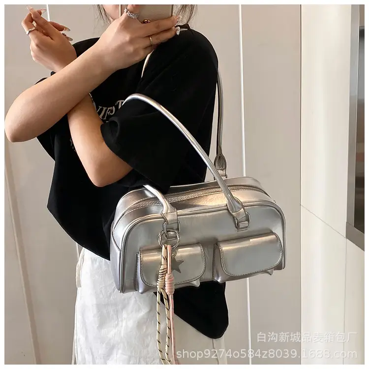 Black Korean Style Double-Pocket Shoulder Bag — feature 22