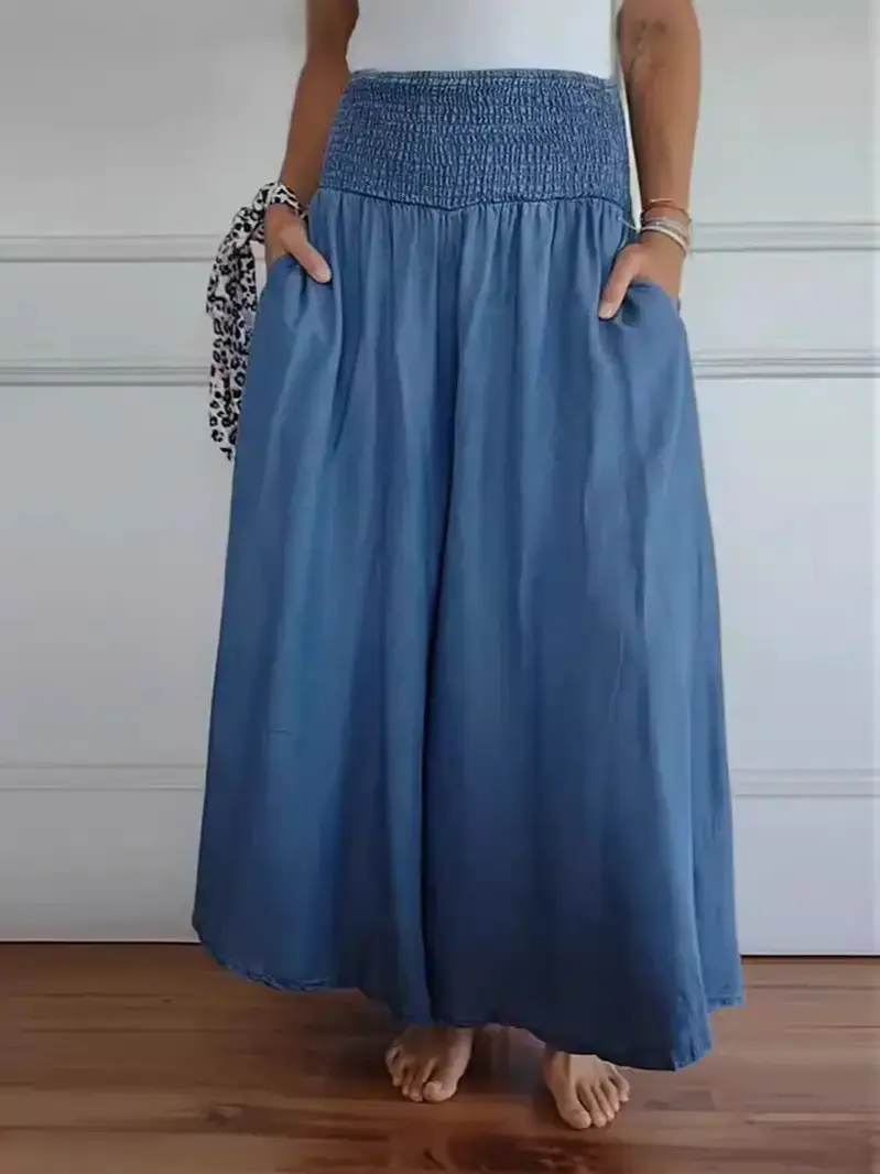 Women's Floral Wide Leg Pants with Elastic Waistband - Image 6