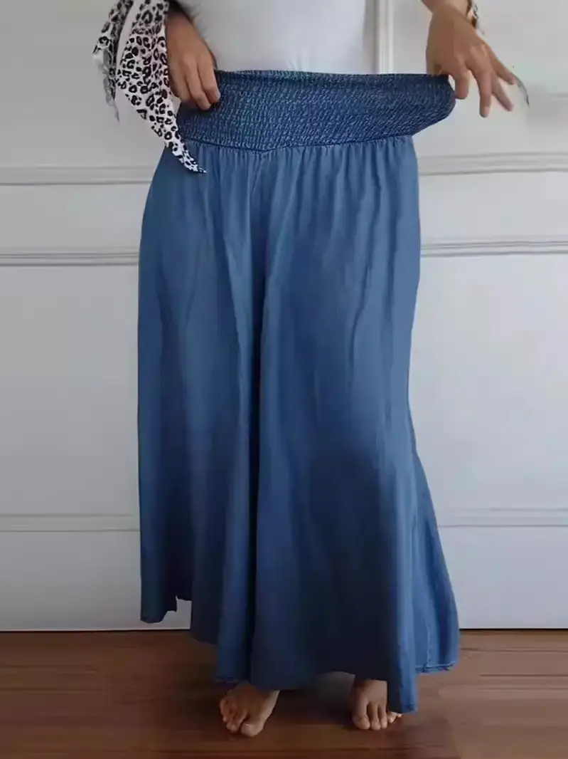 Women's Floral Wide Leg Pants with Elastic Waistband - Image 7