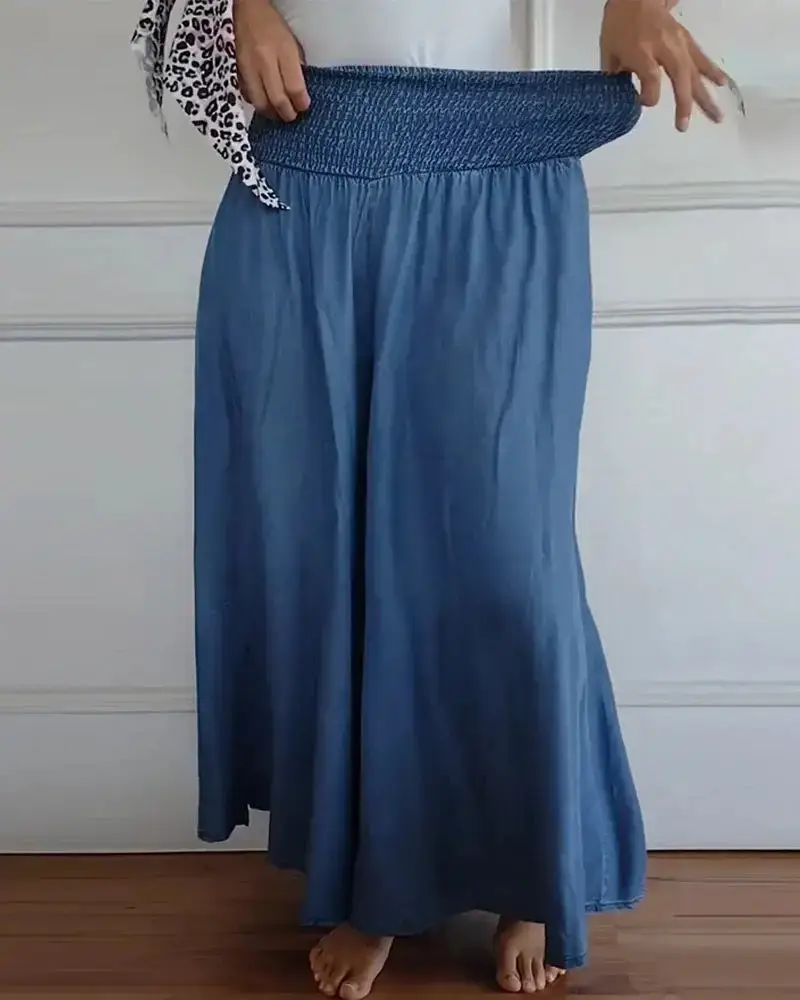 Women's Floral Wide Leg Pants with Elastic Waistband — feature 5
