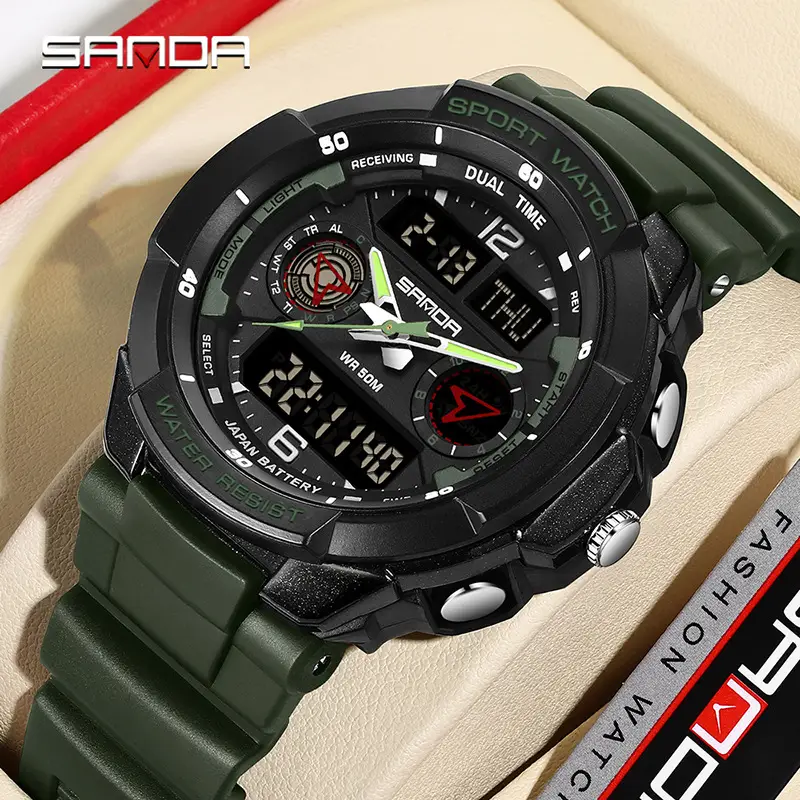 Sanda Black Sport Watch with Digital Display & Chronograph - Image 9