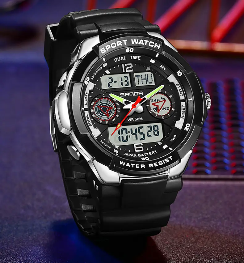 Sanda Black Sport Watch with Digital Display & Chronograph — feature 26