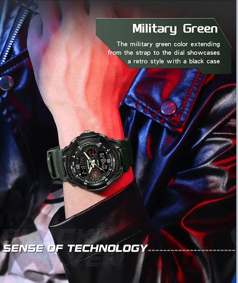 Sanda Black Sport Watch with Digital Display & Chronograph — feature 28