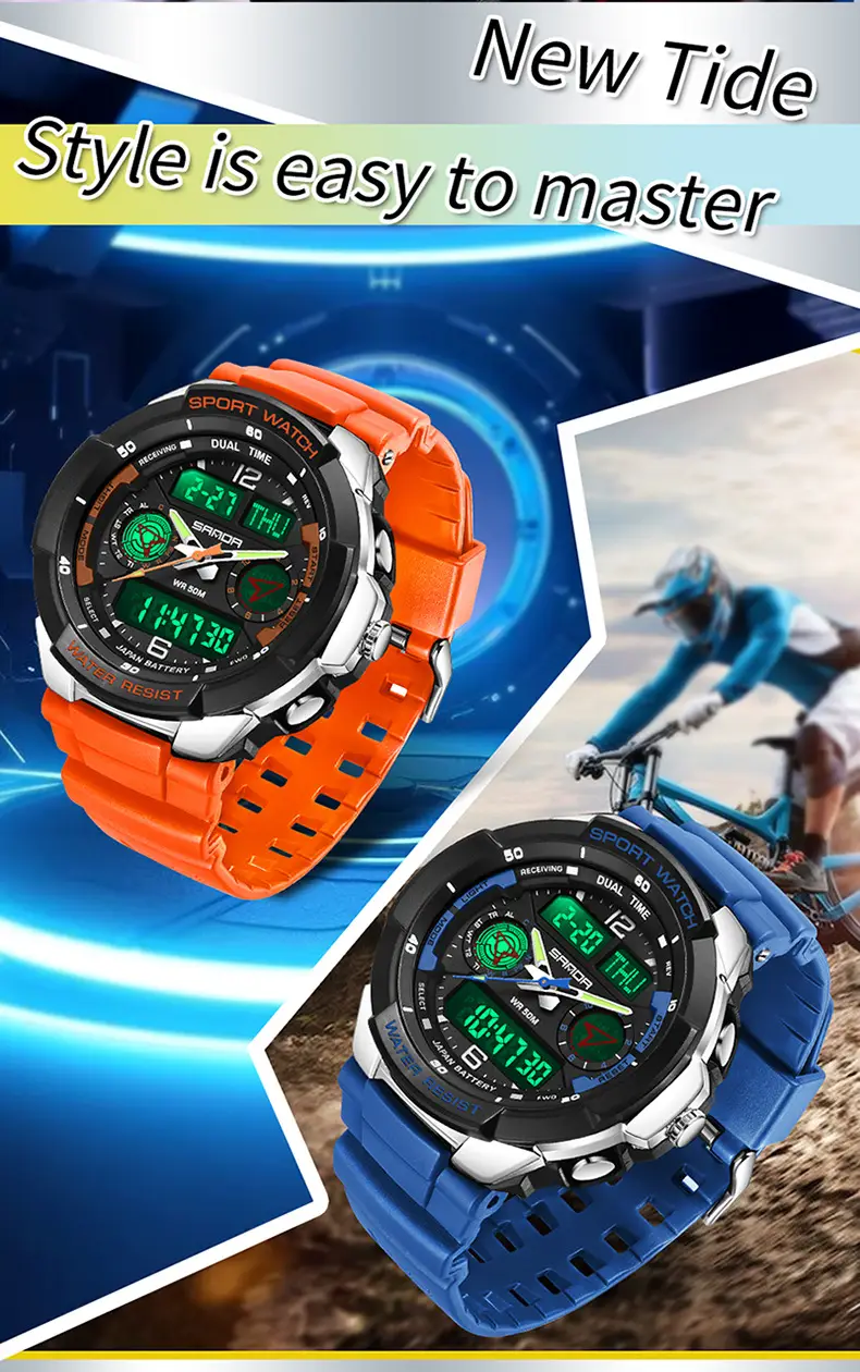 Sanda Black Sport Watch with Digital Display & Chronograph — feature 29
