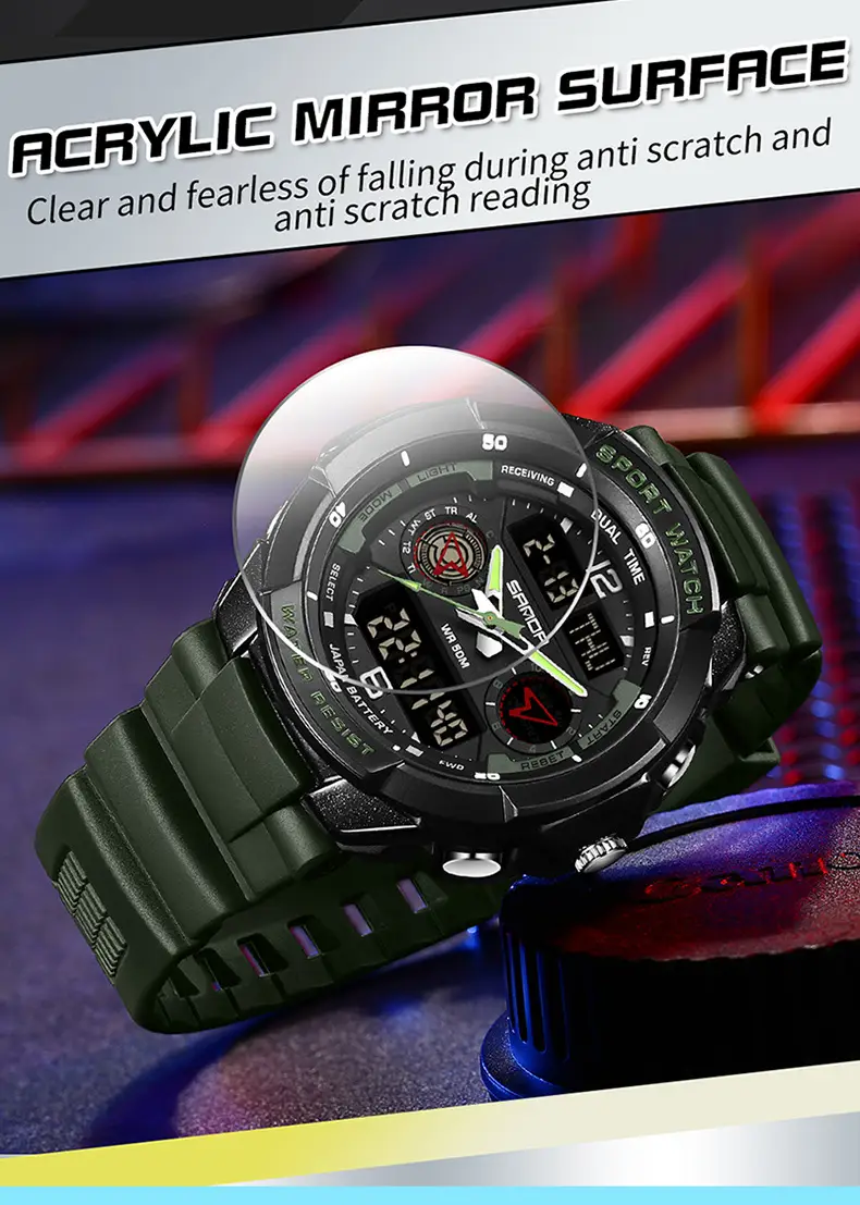 Sanda Black Sport Watch with Digital Display & Chronograph — feature 34