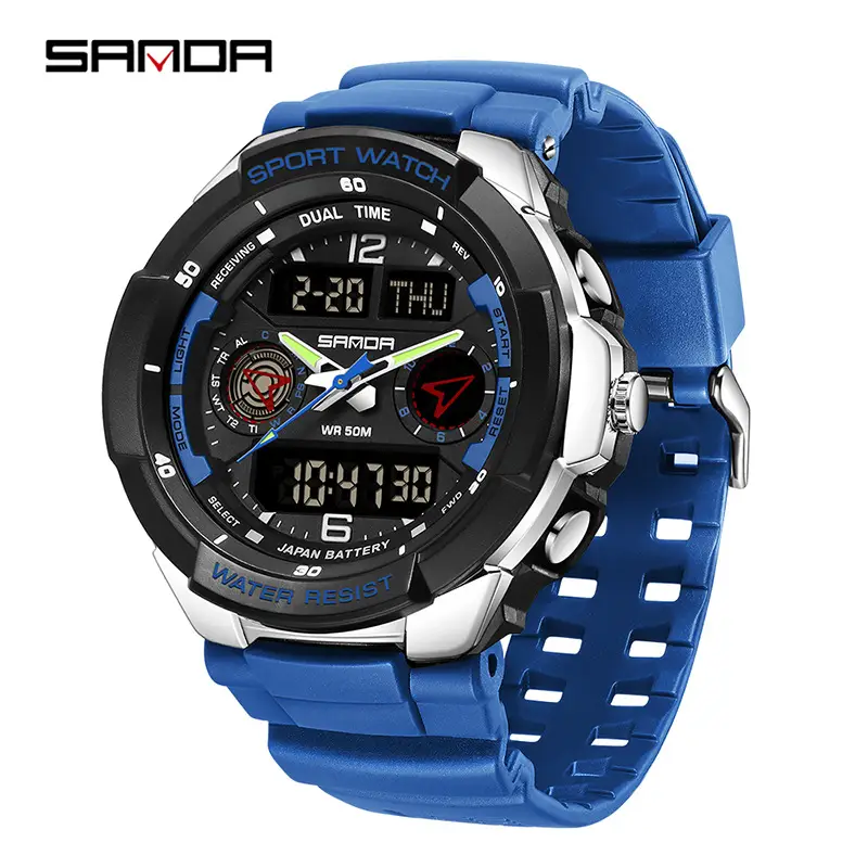 Sanda Black Sport Watch with Digital Display & Chronograph - Image 6