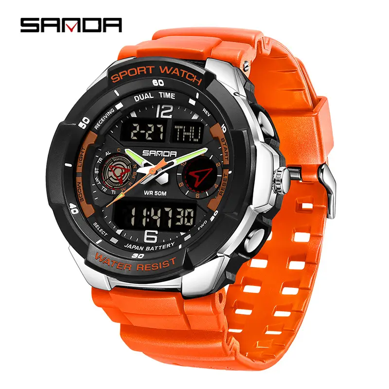 Sanda Black Sport Watch with Digital Display & Chronograph - Image 7