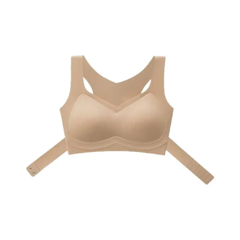 Women's Beige Anti-Sagging Pull-Up Sports Bra with Front Buckle - Image 20