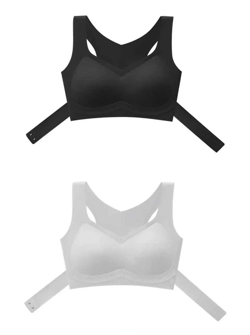 Women's Beige Anti-Sagging Pull-Up Sports Bra with Front Buckle - Image 12