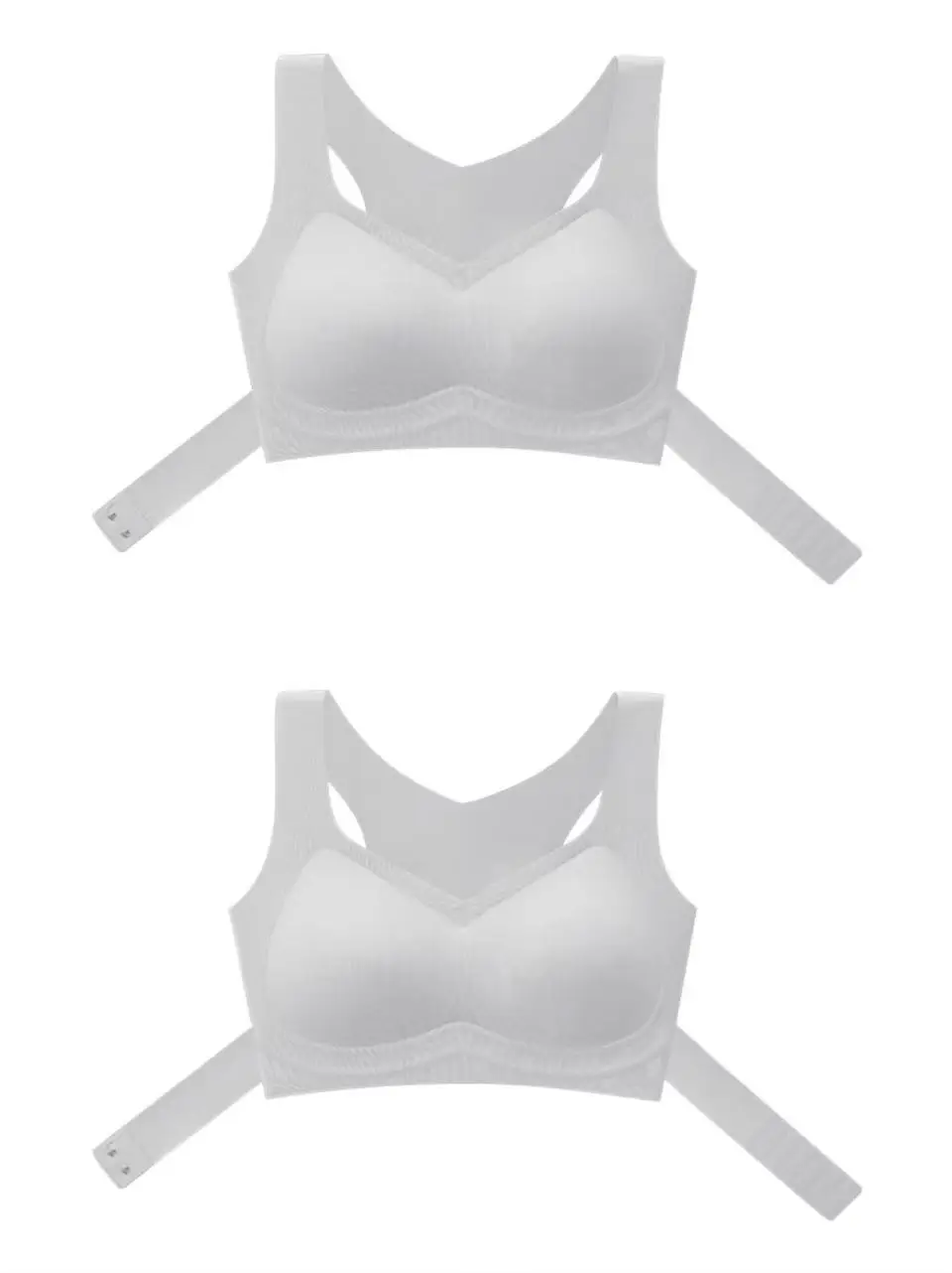 Women's Beige Anti-Sagging Pull-Up Sports Bra with Front Buckle - Image 7