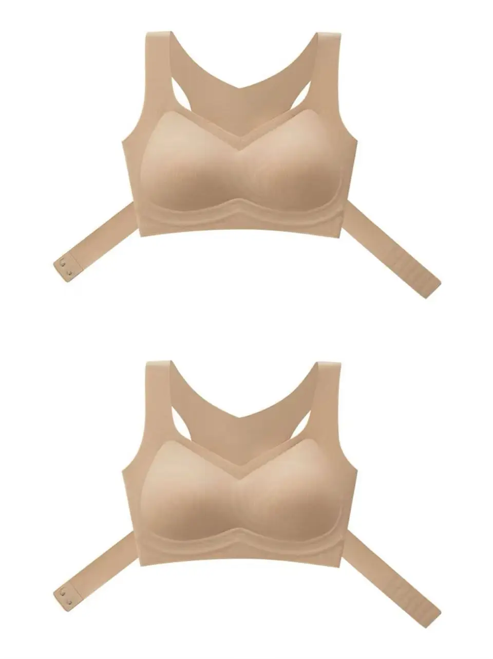 Women's Beige Anti-Sagging Pull-Up Sports Bra with Front Buckle - Image 8