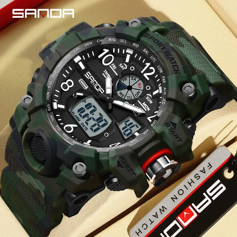 Sanda Military Camo LED Digital Watch Green - Image 27