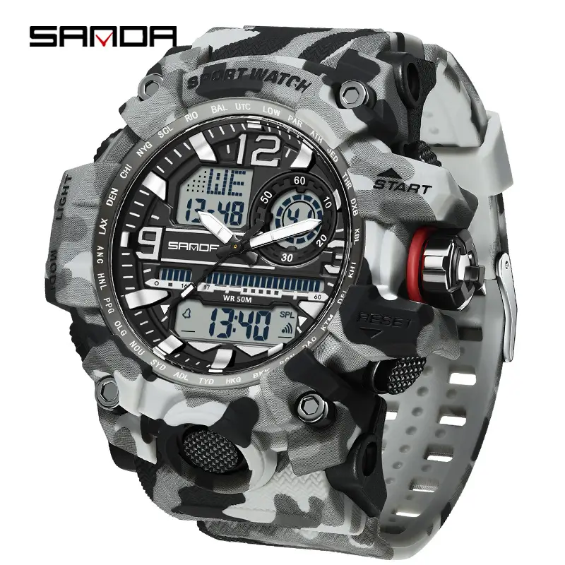 Sanda Military Camo LED Digital Watch Green - Image 13