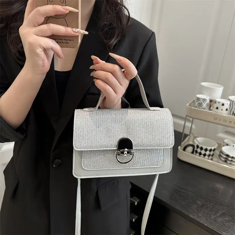 White Textured Crossbody Bag for Women 2026