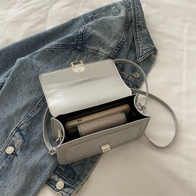 White Textured Crossbody Bag for Women 2026