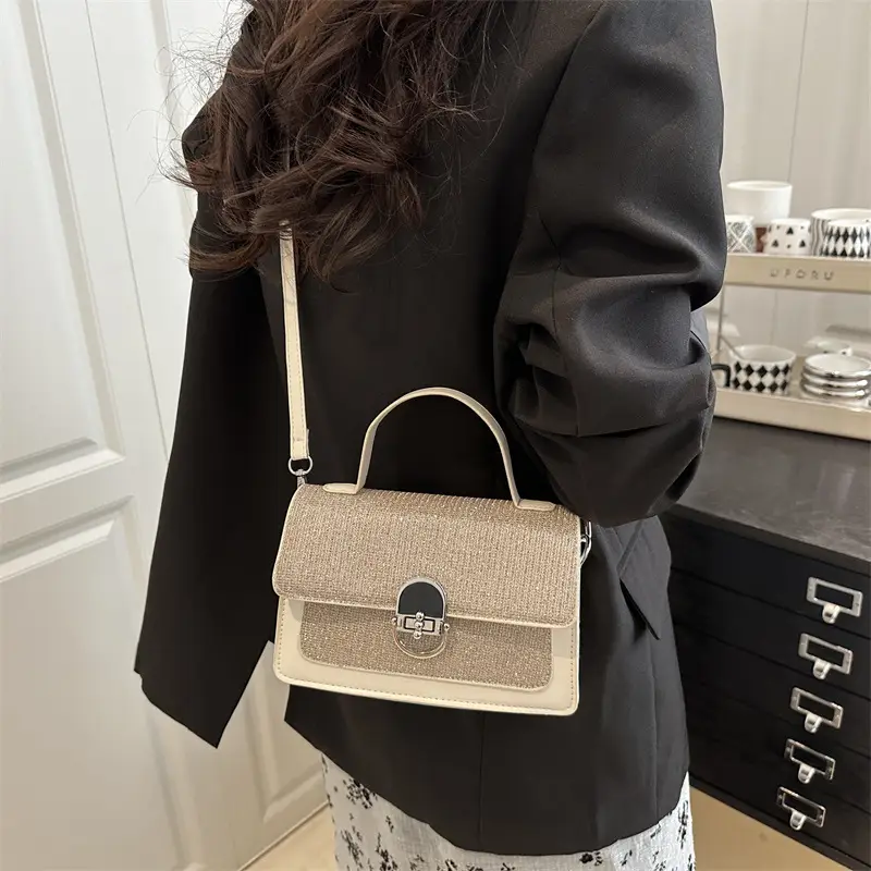 White Textured Crossbody Bag for Women 2026