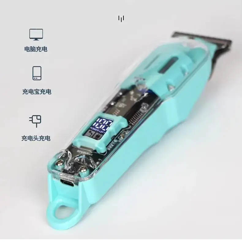 Transparent Cross-Border Hair Clipper Lcd Retro Oil Head Electric Clipper Shaving Hair Clipper Rechargeable