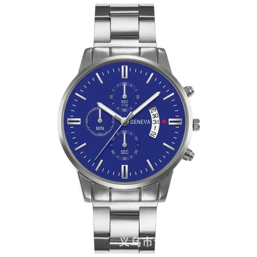 Cross-border explosions calendar steel band watch large dial three-eye quartz watch cross-border business men's watch manufacturers wholesale