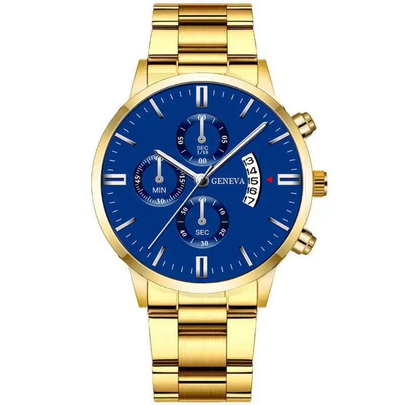 Cross-border explosions calendar steel band watch large dial three-eye quartz watch cross-border business men's watch manufacturers wholesale