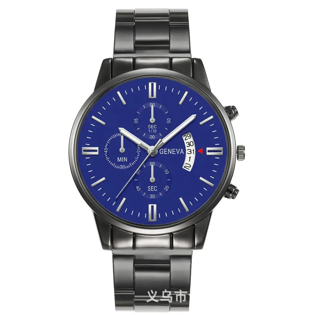 Cross-border explosions calendar steel band watch large dial three-eye quartz watch cross-border business men's watch manufacturers wholesale