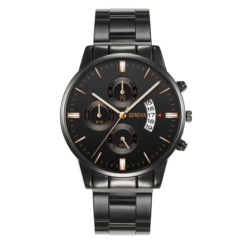 Cross-border explosions calendar steel band watch large dial three-eye quartz watch cross-border business men's watch manufacturers wholesale