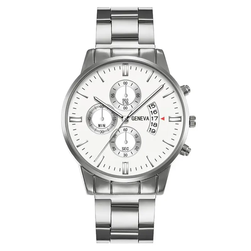 Cross-border explosions calendar steel band watch large dial three-eye quartz watch cross-border business men's watch manufacturers wholesale