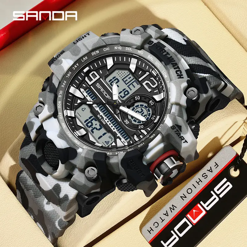 SANDA Camouflage Double Display Men's Watch - Image 27