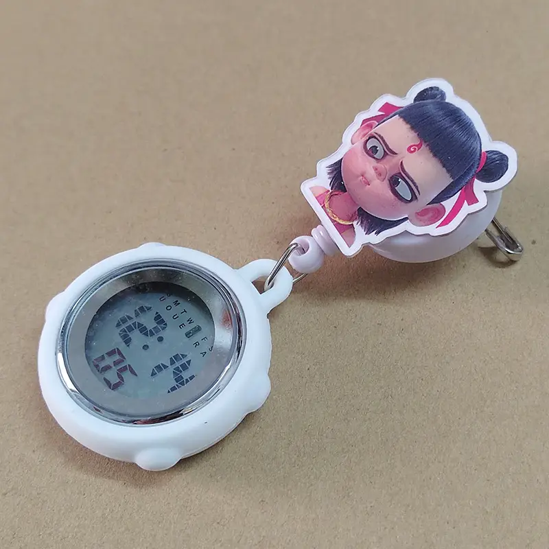Nezha Expression Nurse Chest Watch Retractable Medical Digital Electronic Hanging Watch Pocket Watch Clip Student Backpack Hanging Watch — feature 10