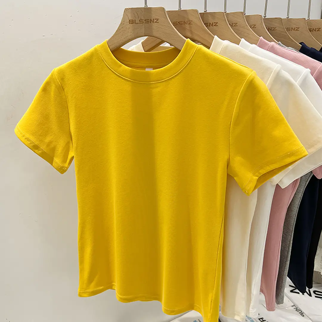 White Pure Cotton Short-Sleeve T-Shirt for Women, Slim Fit, Summer High-End Style, Round Neck, Slimming Short Base Shirt Top