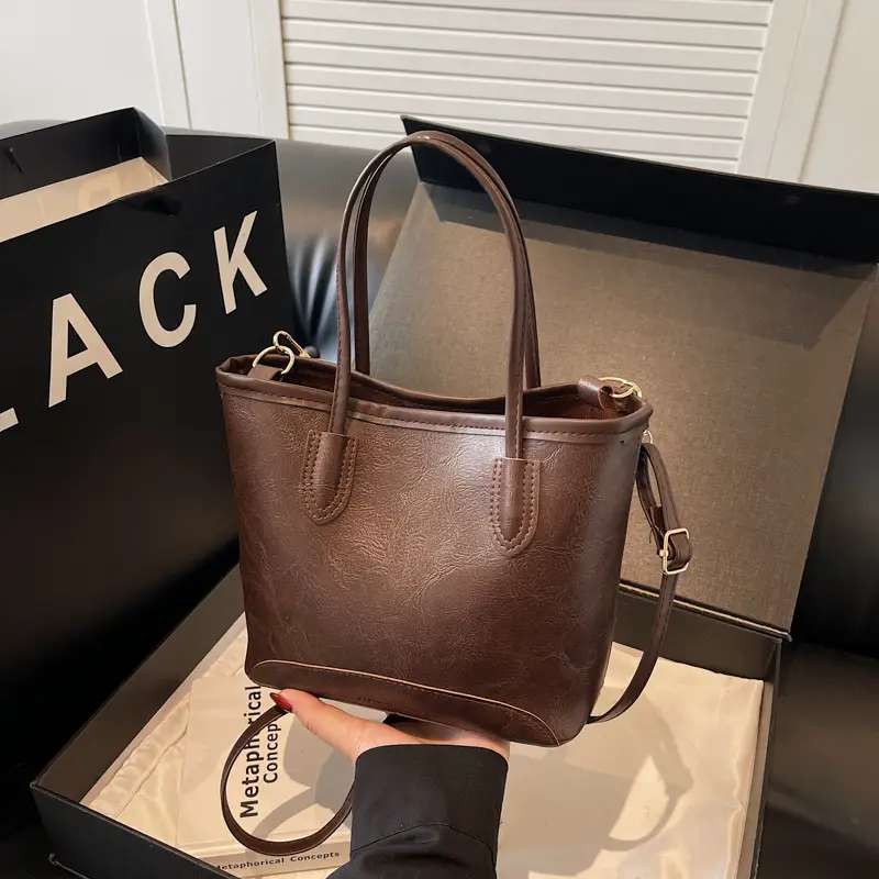 2025 Spring Shoulder Bag Women Large Capacity Beige Black - Image 3