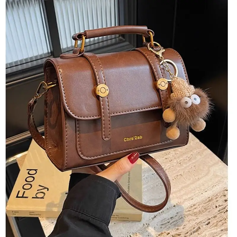 Women's Retro Brown Shoulder Bag 2024 Winter - Image 6