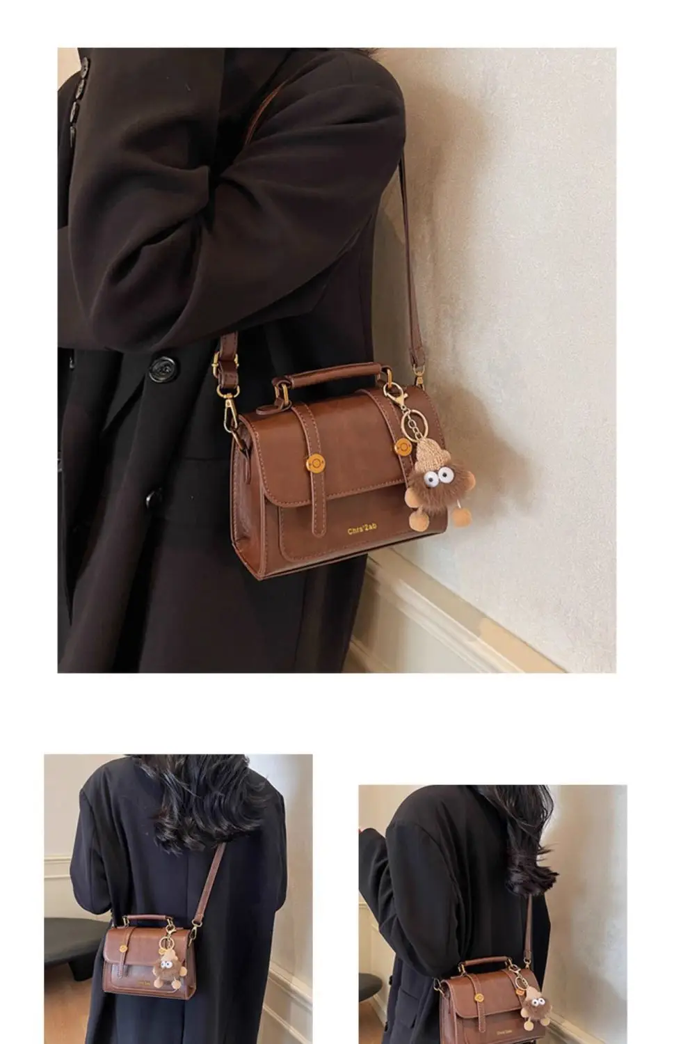 Women's Retro Brown Shoulder Bag 2024 Winter — feature 14