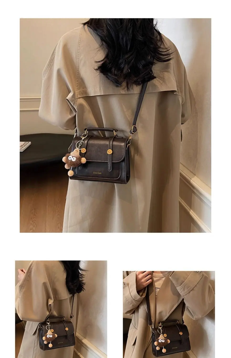 Women's Retro Brown Shoulder Bag 2024 Winter — feature 16
