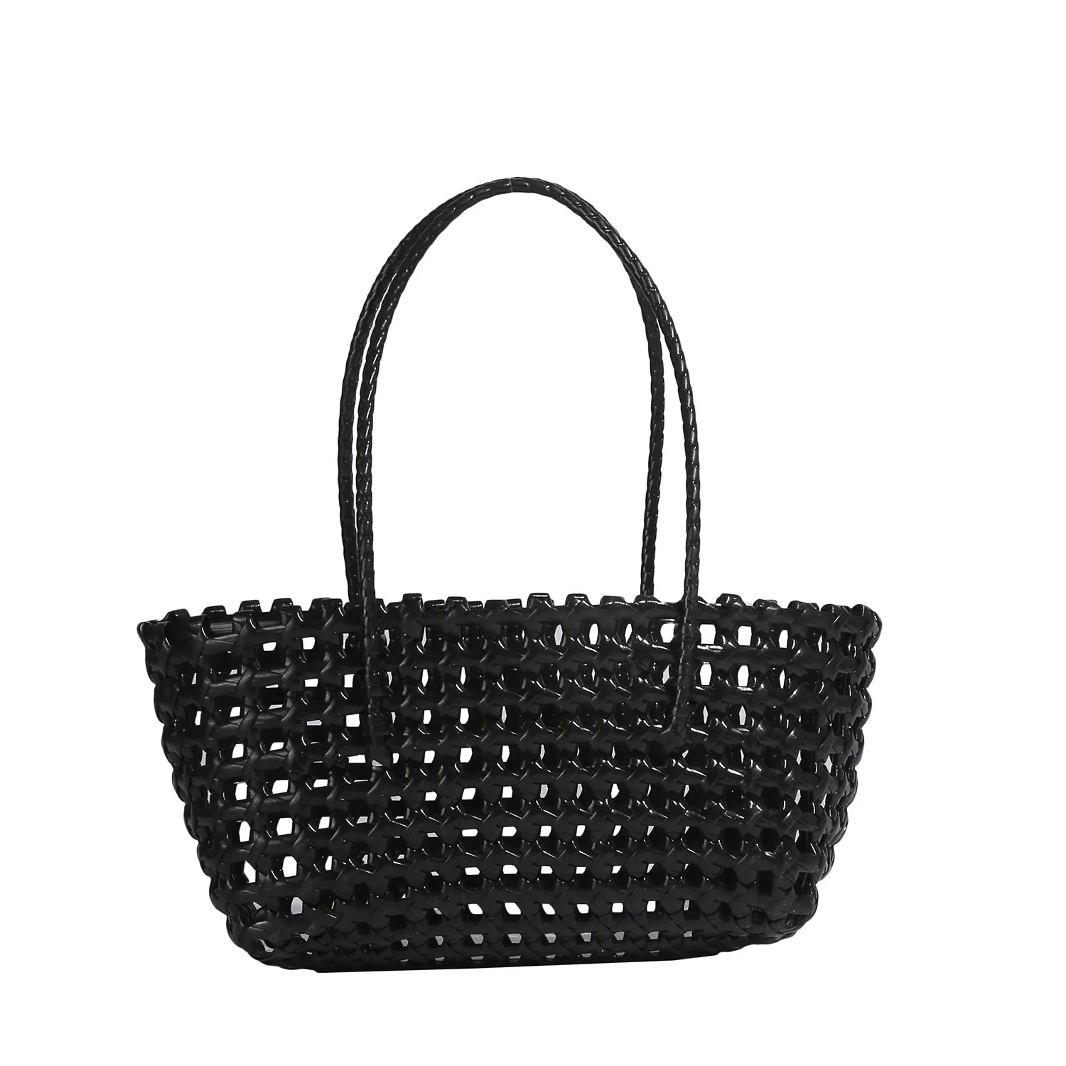 2025 Summer Hollow Beige Woven Beach Bag - Image 8