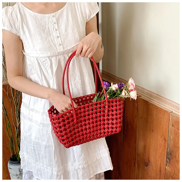 2025 Summer Hollow Beige Woven Beach Bag — feature 18