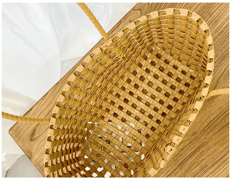 2025 Summer Hollow Beige Woven Beach Bag — feature 25