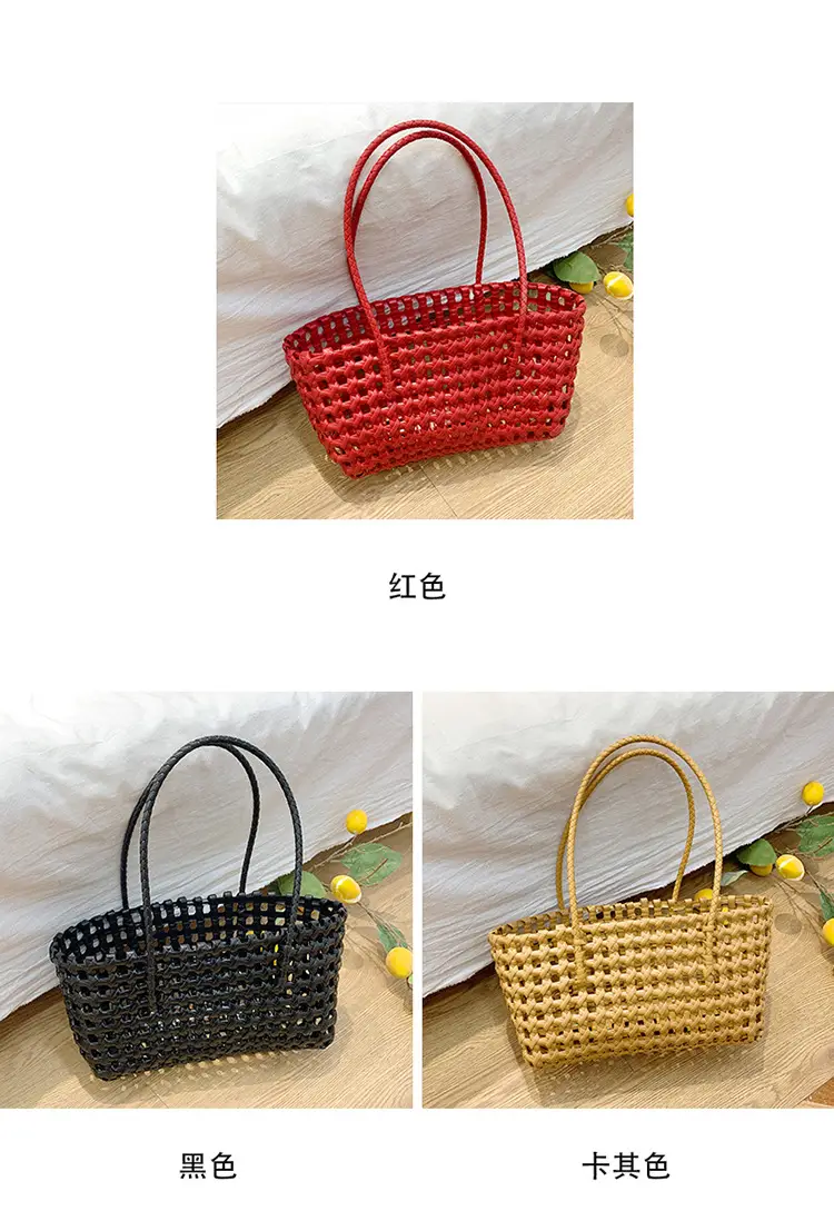 2025 Summer Hollow Beige Woven Beach Bag — feature 5