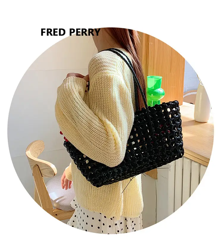 2025 Summer Hollow Beige Woven Beach Bag — feature 6