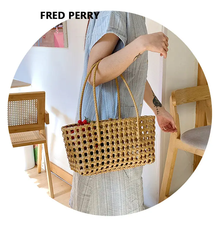 2025 Summer Hollow Beige Woven Beach Bag — feature 9
