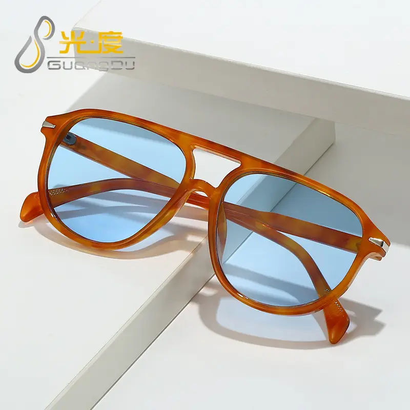 Retro Aviator Sunglasses Blue Tinted European American Fashion