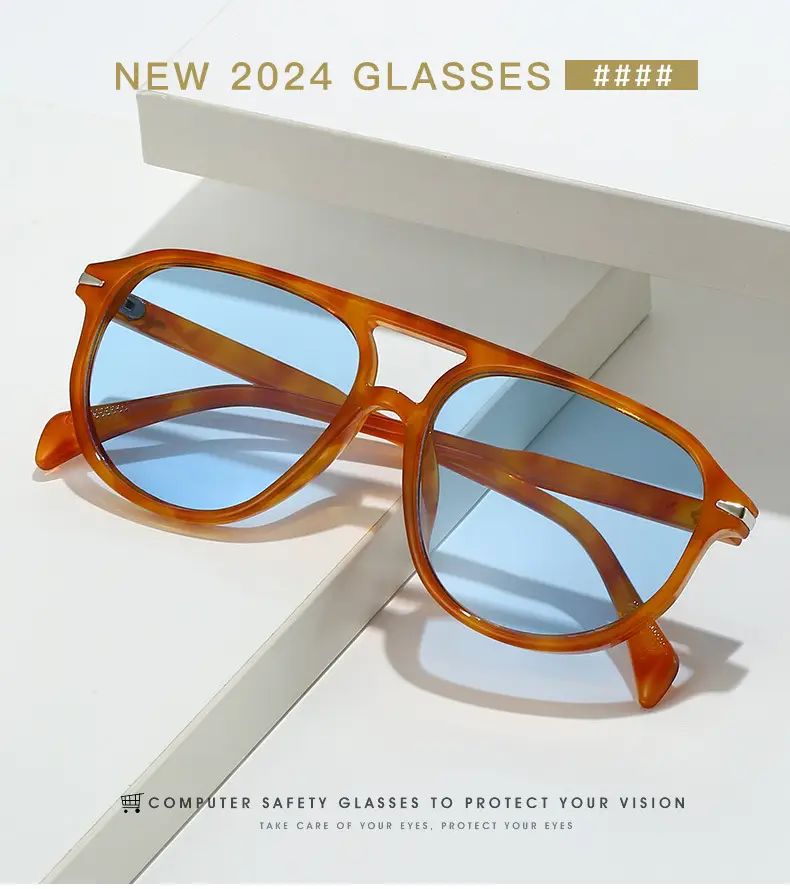 Retro Aviator Sunglasses Blue Tinted European American Fashion — feature 7