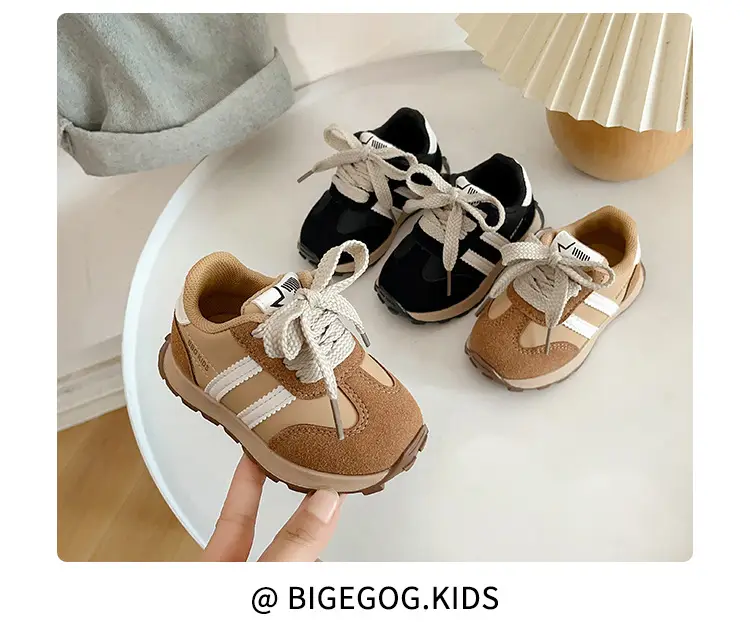 Korean Style Baby Sneakers Black Soft Sole 2025