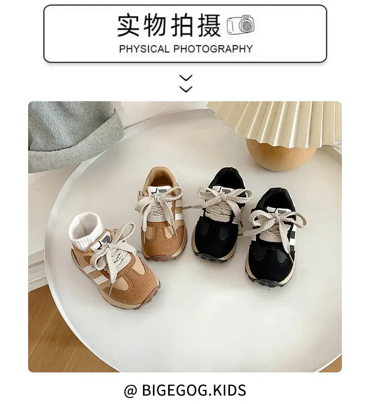 Korean Style Baby Sneakers Black Soft Sole 2025